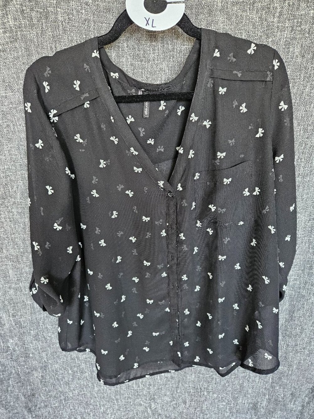 Maurices Bow Print Sheer Blouse